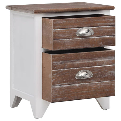 Comodini Set 2 pz con 2 Cassetti Marrone e Bianco