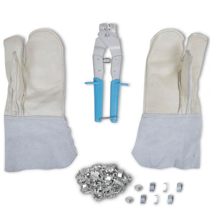 Set Accessori per Filo Spinato con Guanti Pinza e 200 Fermagli