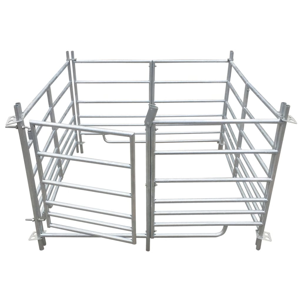 Box per Pecore in Acciaio Zincato a 4 Pannelli 137x137x92 cm