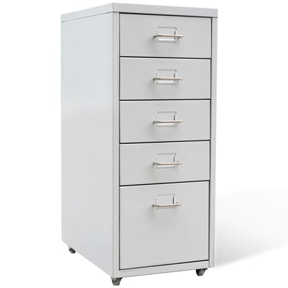 Schedario con 5 Cassetti Grigio 68,5 cm in Acciaio