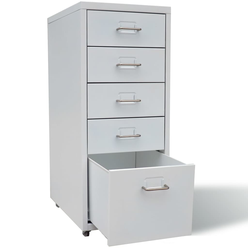 Schedario con 5 Cassetti Grigio 68,5 cm in Acciaio
