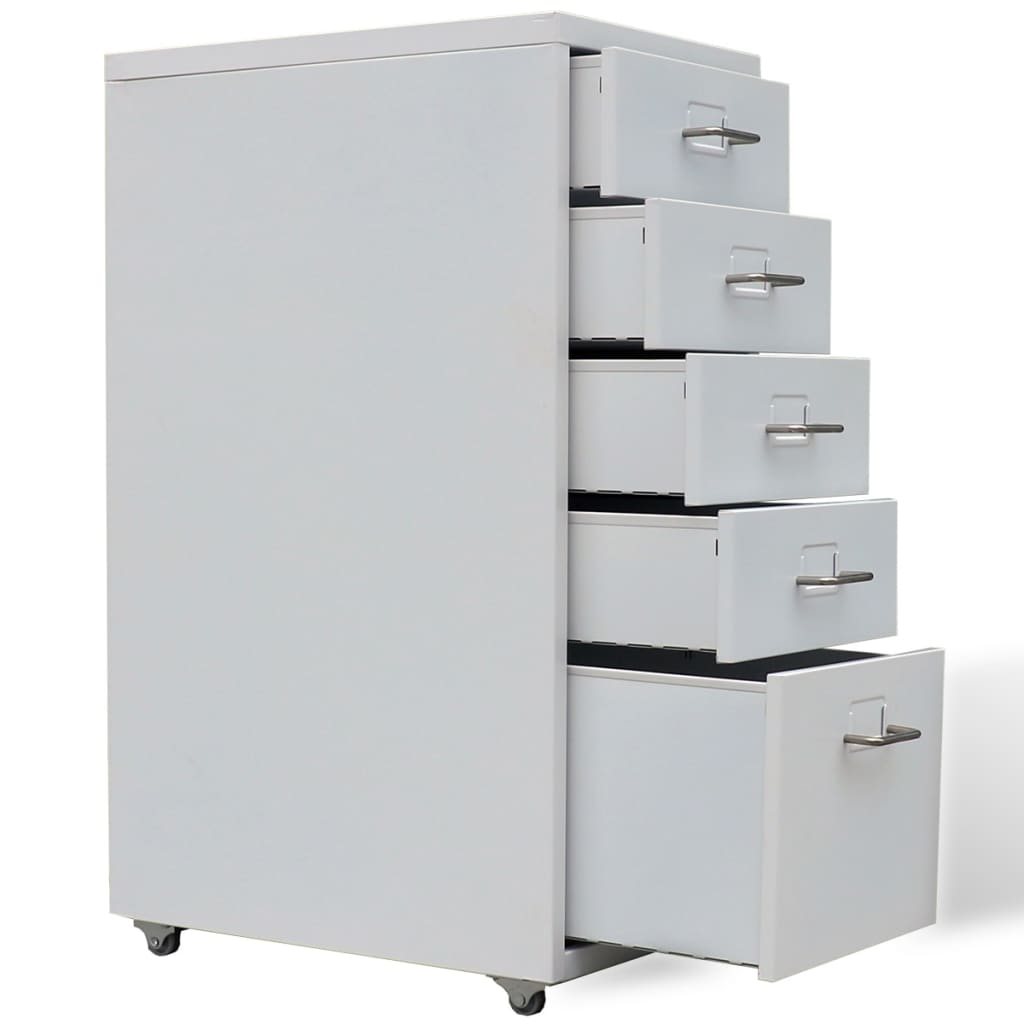 Schedario con 5 Cassetti Grigio 68,5 cm in Acciaio
