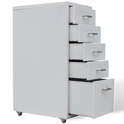 Schedario con 5 Cassetti Grigio 68,5 cm in Acciaio