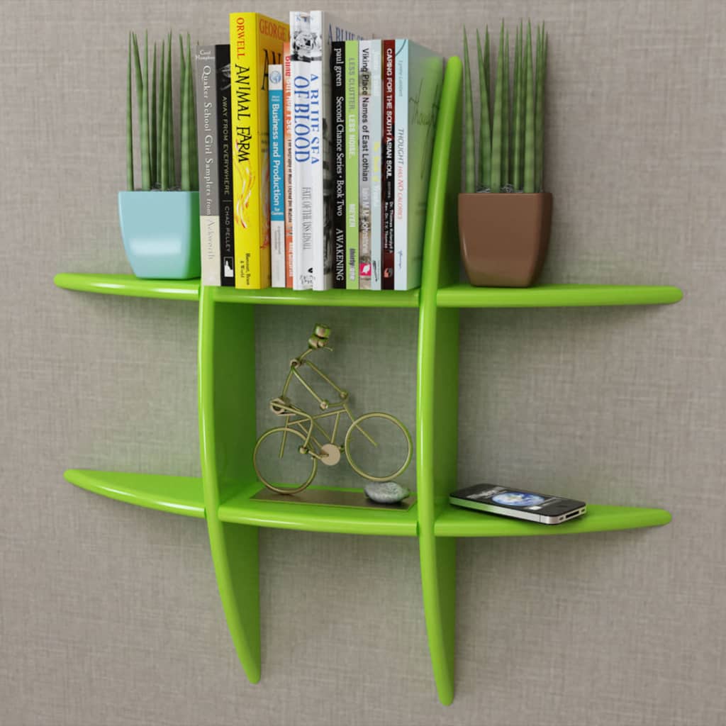 Mensola per Pareti Verde in MDF per Libri/DVD