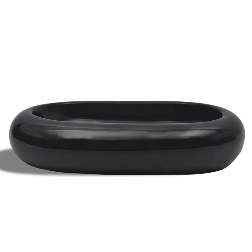 Lavandino da bagno in ceramica ovale nero