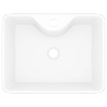 Lavandino Bagno in Ceramica Bianca Quadrato con Foro per Rubinetto