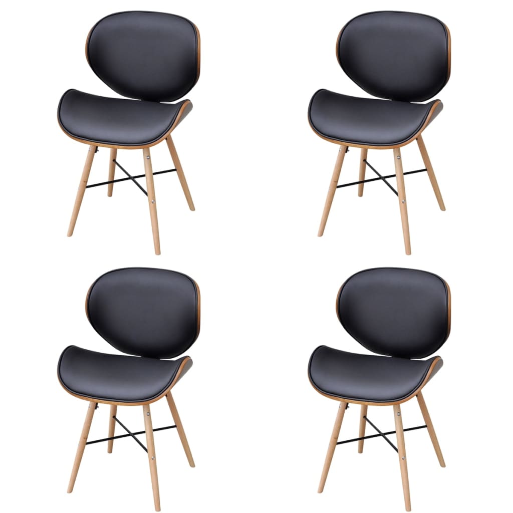 Sedie da Pranzo 4 pz in Legno Curvato e Similpelle