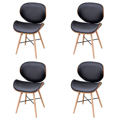 Sedie da Pranzo 4 pz in Legno Curvato e Similpelle