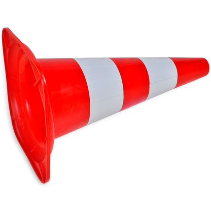 Set 10 Coni Stradali Segnaletici Riflettenti Rosso e Bianco 50 cm