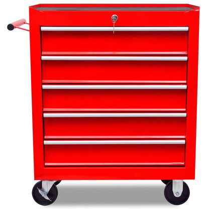 Carrello Portautensili con 5 Cassetti Rosso per Garage