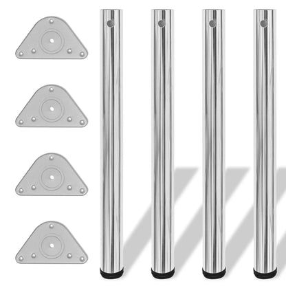 Gambe per Tavolo 4 pz Altezza Regolabile Cromate 710 mm