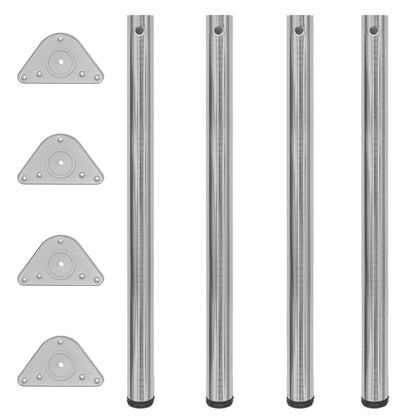 Set Gambe Tavolo 4 pz in Nickel Spazzolato Regolabili 870 mm