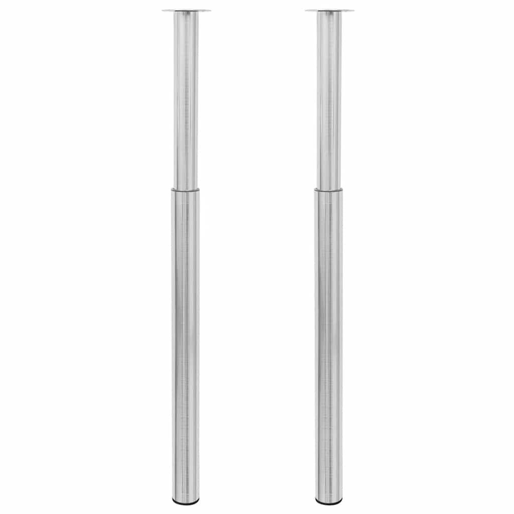 Gambe Telescopiche Tavolo 2 pz Nichel Spazzolato 710 mm-1100 mm