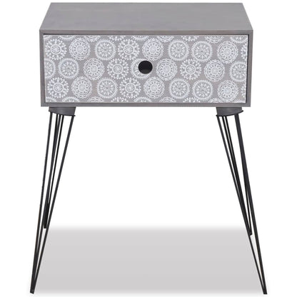 Comodino con 1 Cassetto Rettangolare Grigio