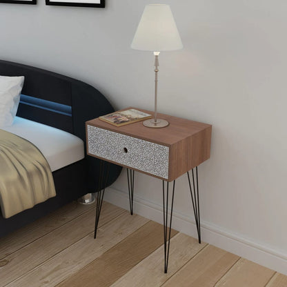 Comodino con 1 Cassetto Rettangolare Marrone