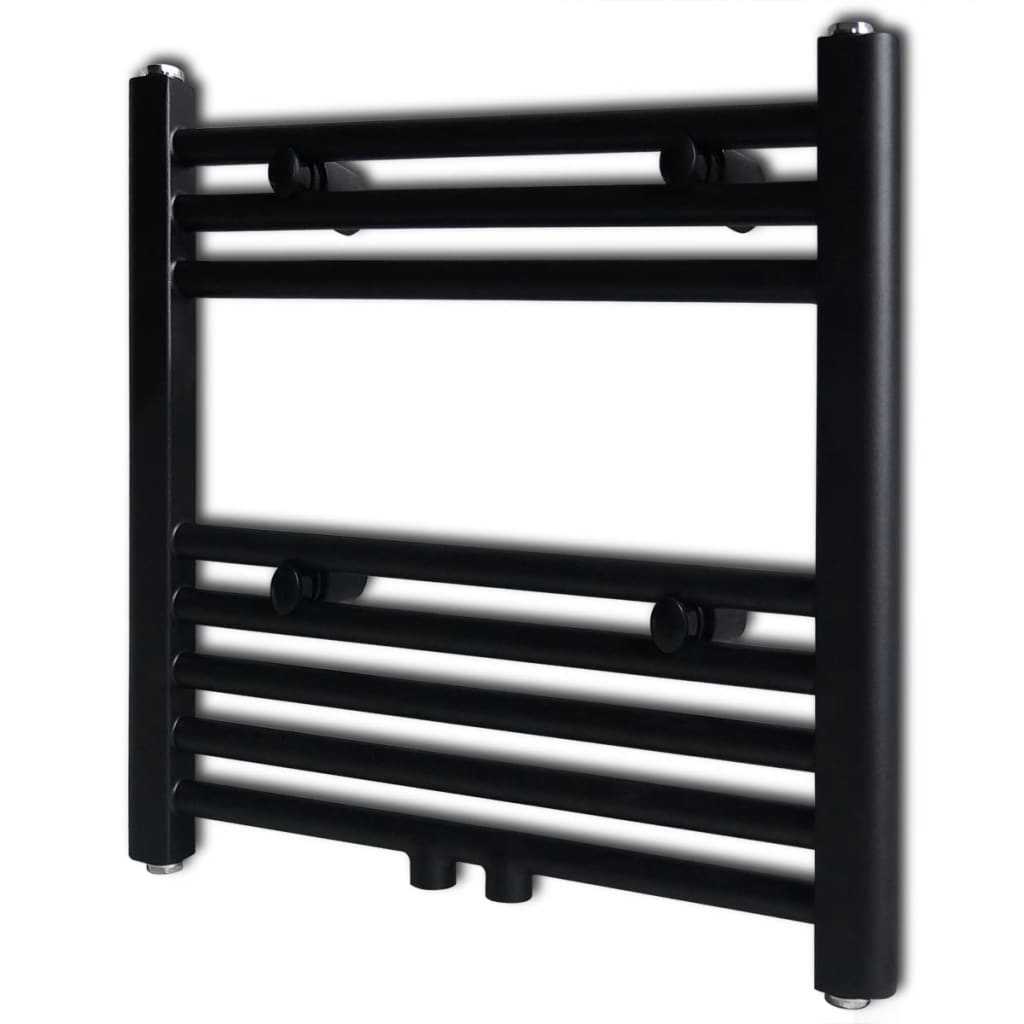 Radiatore Centrale Portasciugamano Dritto Nero 480 x 480 mm