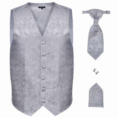 Set di gilet da matrimonio da uomo Argento 56 Poliestere