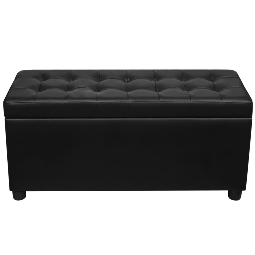 Sgabello con Contenitore in Pelle Artificiale Nero
