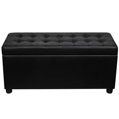 Sgabello con Contenitore in Pelle Artificiale Nero