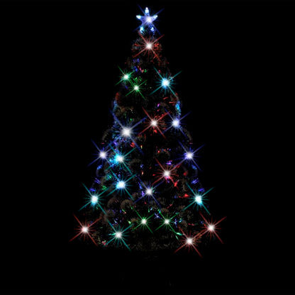 Albero di Natale Preilluminato con Supporto e LED 180 cm Fibra Ottica