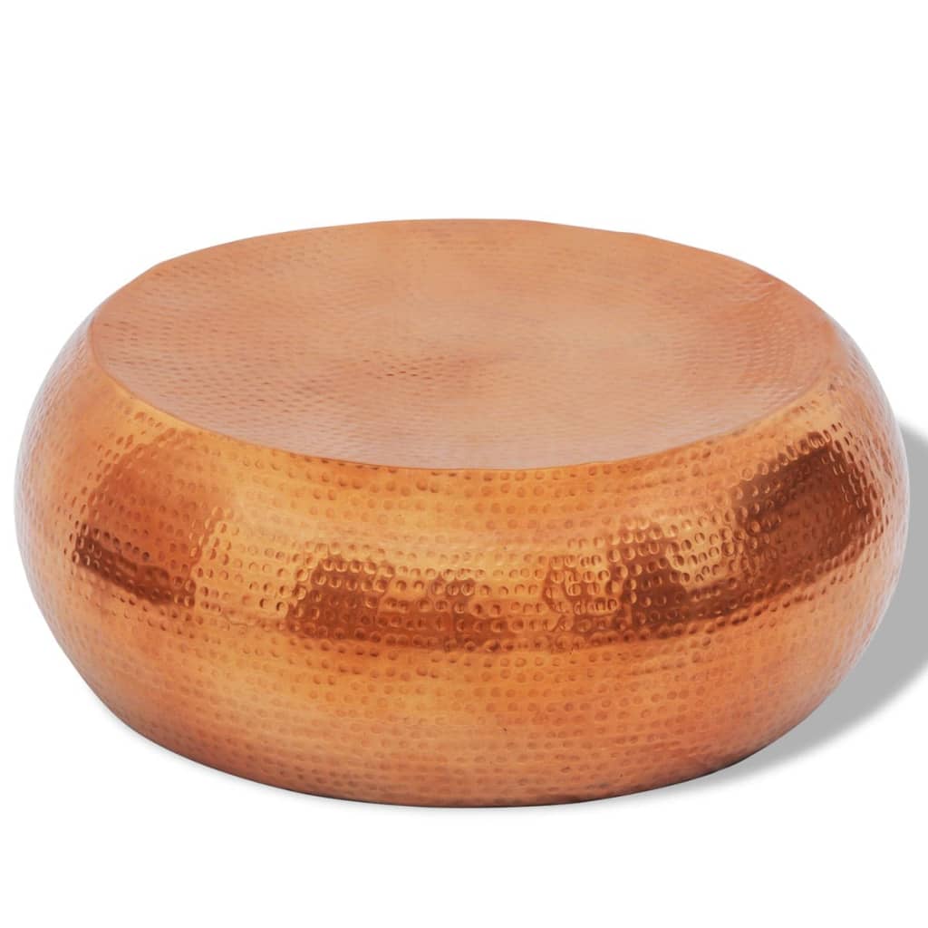 Tavolino da Salotto in Alluminio Battuto Colore Ottone/Rame