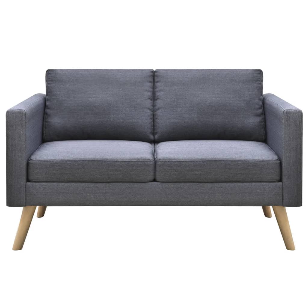 Set Divani a 2 e a 3 Posti in Tessuto Grigio Scuro