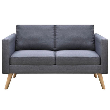 Set Divani a 2 e a 3 Posti in Tessuto Grigio Scuro