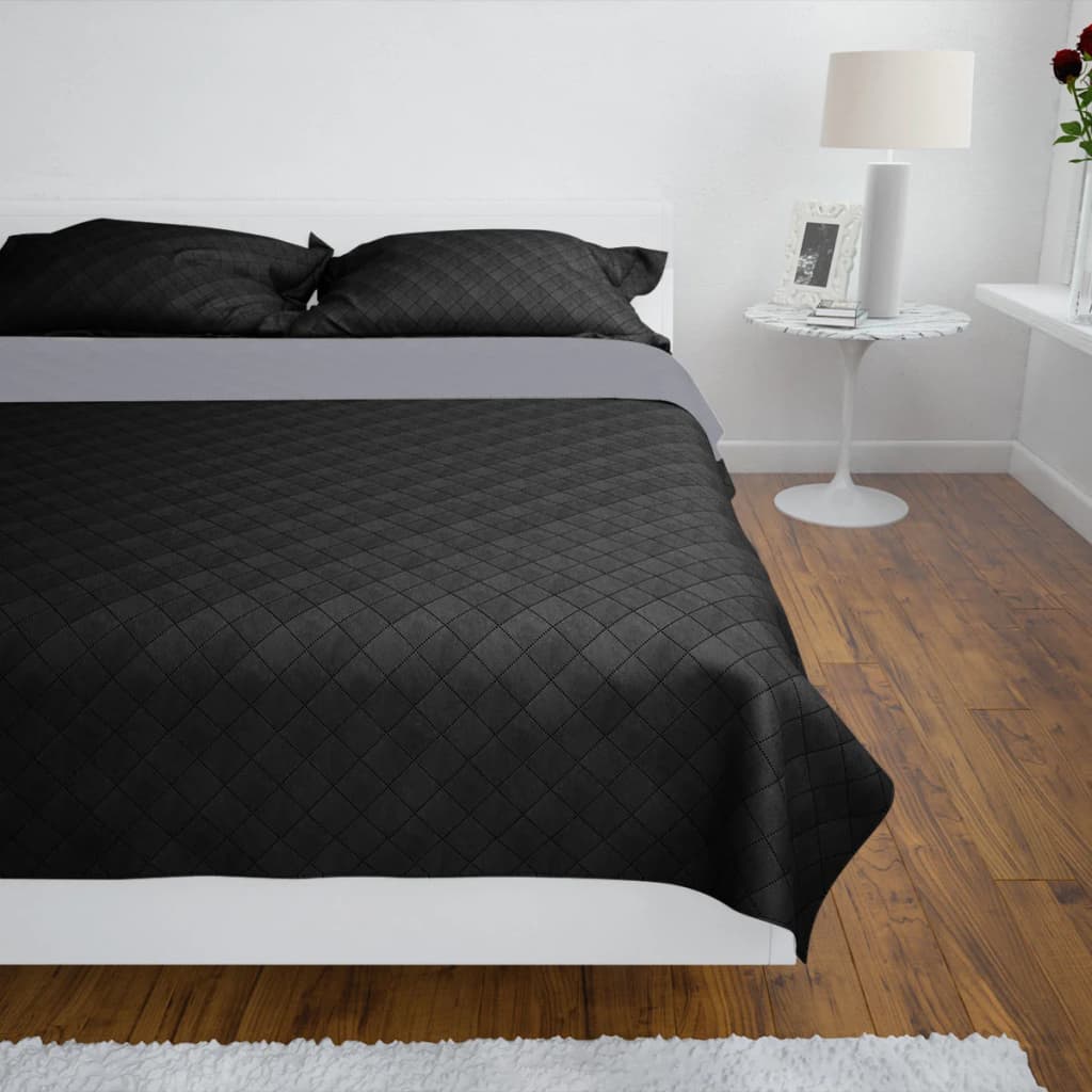 OboustrannÃ½ proÅ¡Ã­vanÃ½ p?ehoz na postel ?erno-Å¡edÃ½ 170 x 210 cm