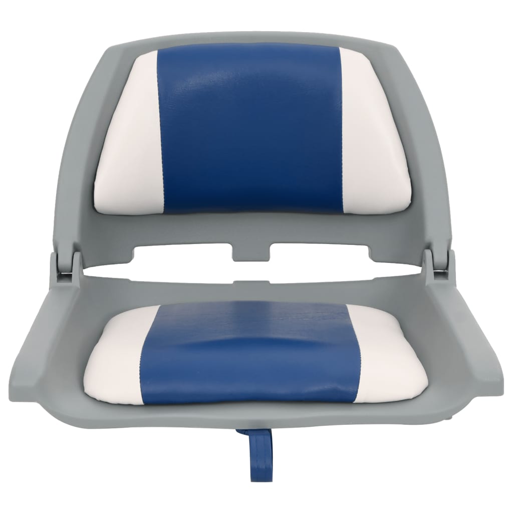 Set Sedile per Barca Pieghevole 2pz con Cuscino Blu-Bianco