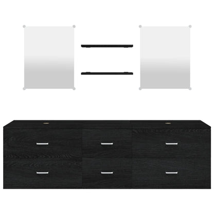 Set Mobili da Bagno 5 pz Nero in Legno Multistrato