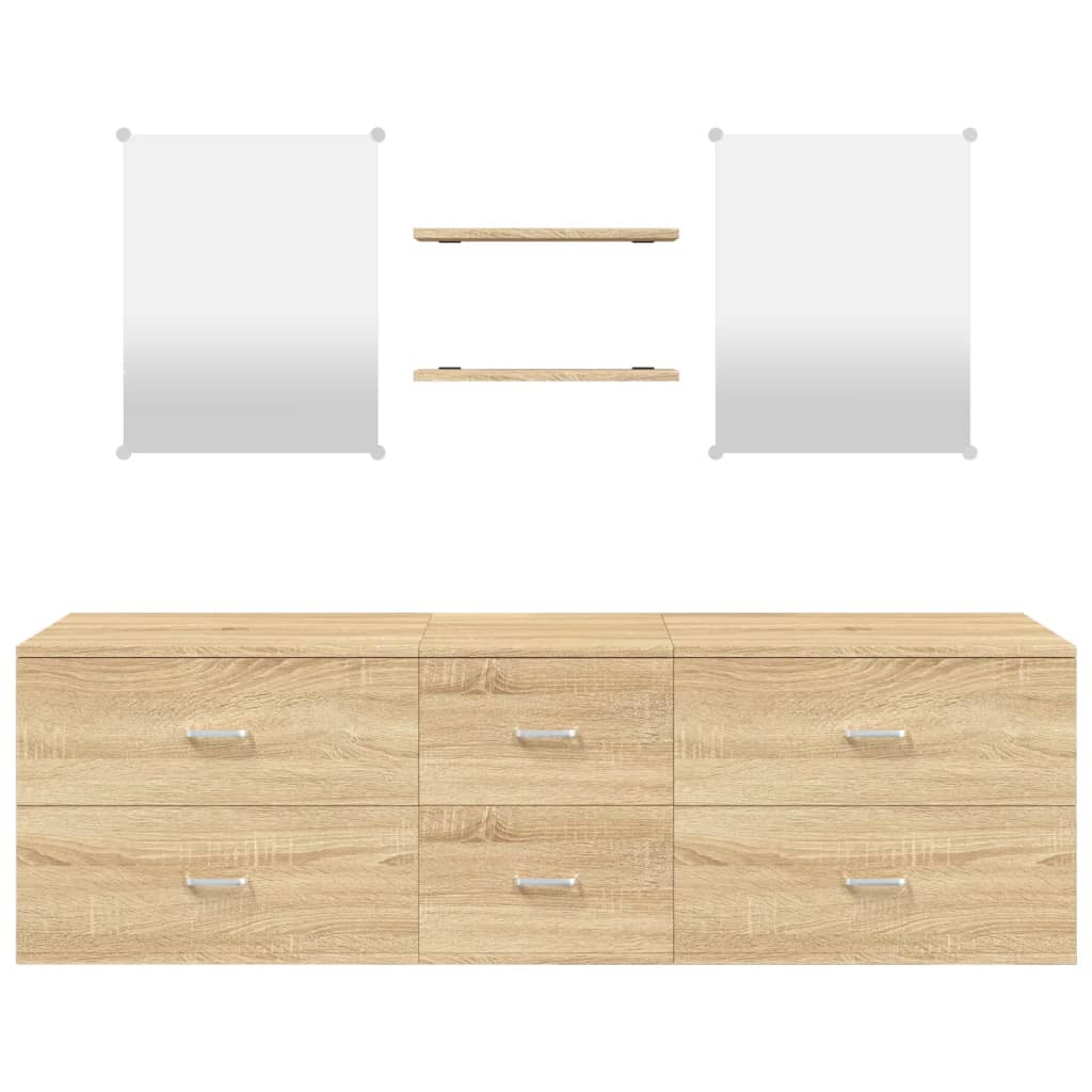 Set Mobili da Bagno 5 pz Rovere in Legno Multistrato