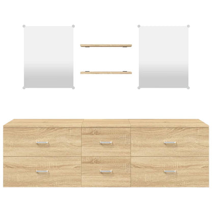 Set Mobili da Bagno 5 pz Rovere in Legno Multistrato