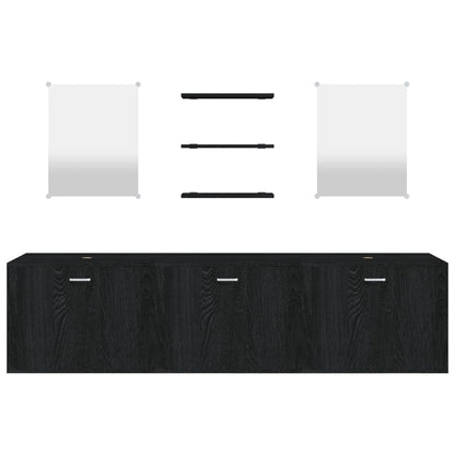 Set Mobili da Bagno 6 pz Nero in Legno Multistrato