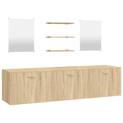 Set Mobili da Bagno 6 pz Rovere in Legno Multistrato