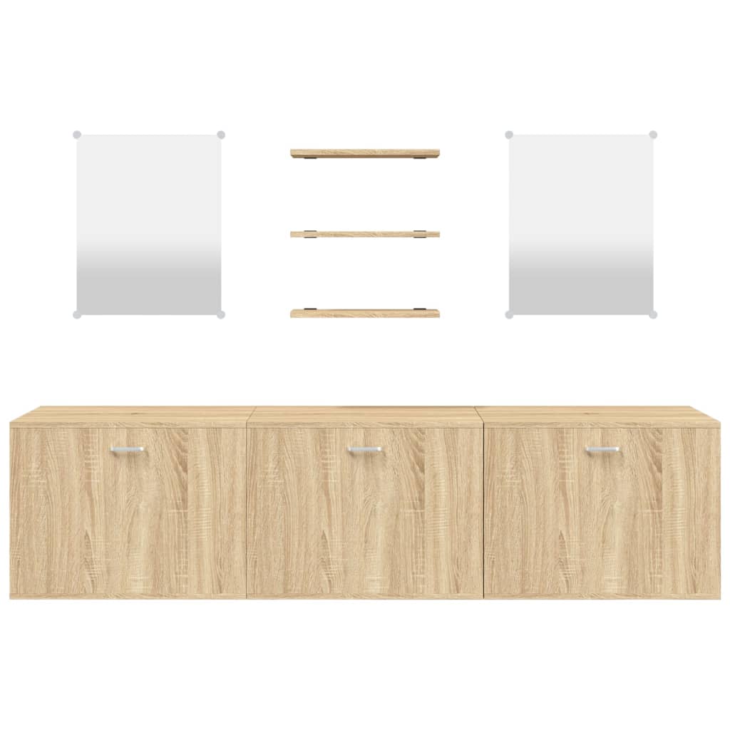 Set Mobili da Bagno 6 pz Rovere in Legno Multistrato