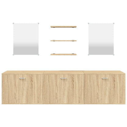 Set Mobili da Bagno 6 pz Rovere in Legno Multistrato