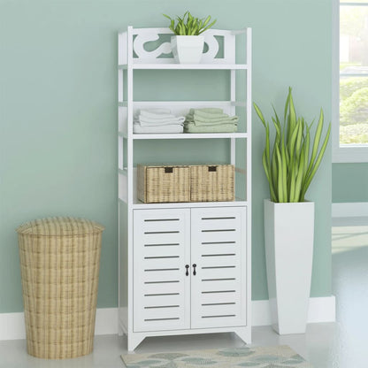 Armadietto per Bagno Albuquerque in Legno Bianco 46x24x117,5cm