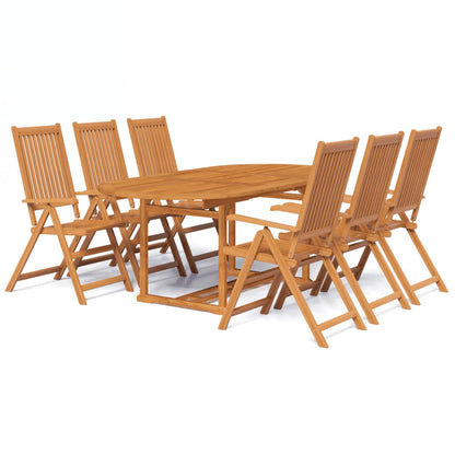 Set da Pranzo da Giardino 7 pz in Legno Massello di Acacia 150-200 cm