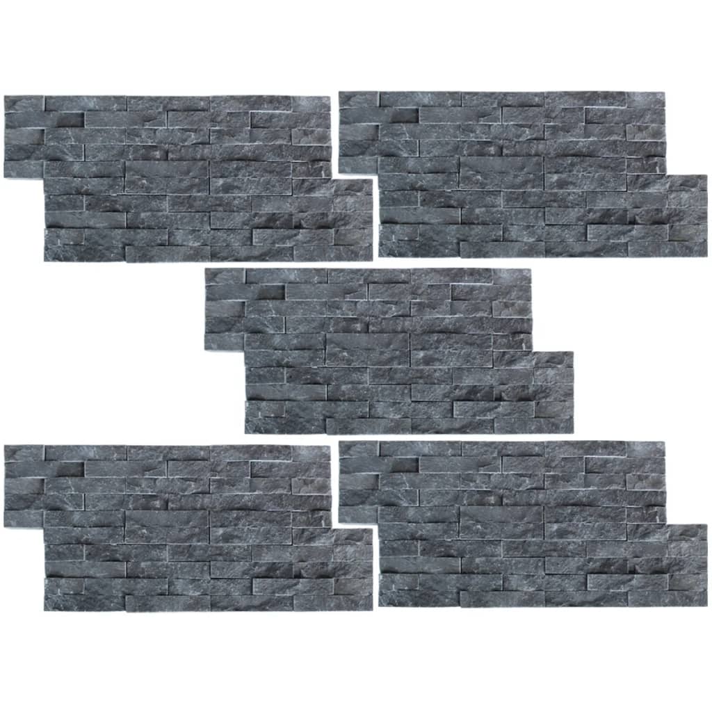 Set 5 pz Pannelli di rivestimento per pareti in marmo nero 0,5 m²