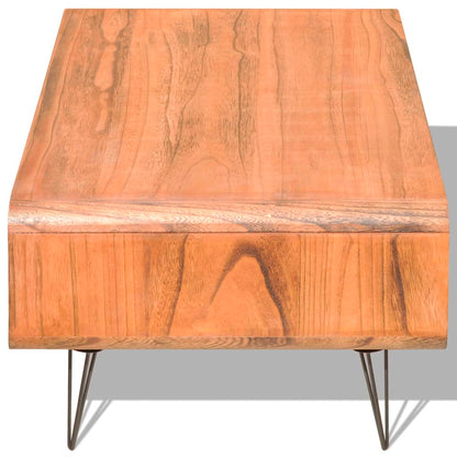 Tavolino da Salotto 90x55,5x38,5 cm Massello Paulownia Marrone