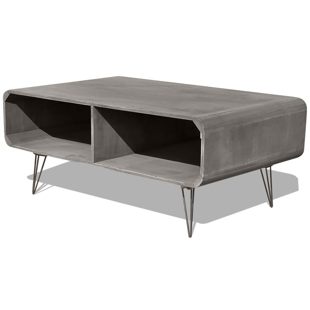 Tavolino da Salotto 90x55,5x38,5cm Massello di Paulownia Grigio