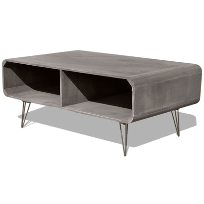 Tavolino da Salotto 90x55,5x38,5cm Massello di Paulownia Grigio