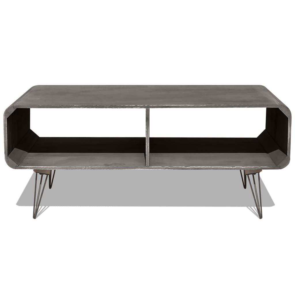 Tavolino da Salotto 90x55,5x38,5cm Massello di Paulownia Grigio