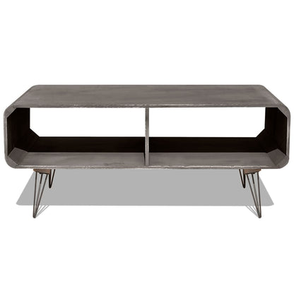 Tavolino da Salotto 90x55,5x38,5cm Massello di Paulownia Grigio