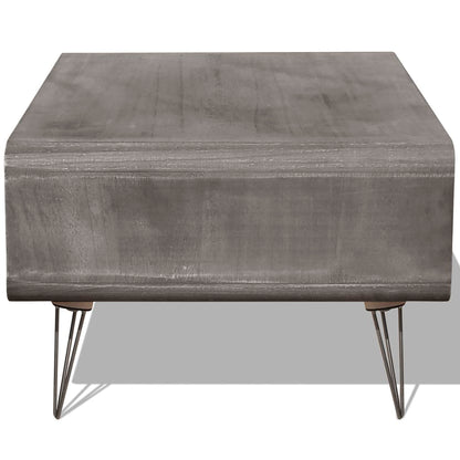 Tavolino da Salotto 90x55,5x38,5cm Massello di Paulownia Grigio