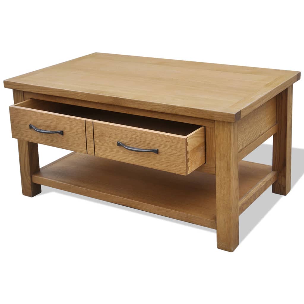Tavolino da Salotto 88x53x45 cm in Legno Massello di Rovere