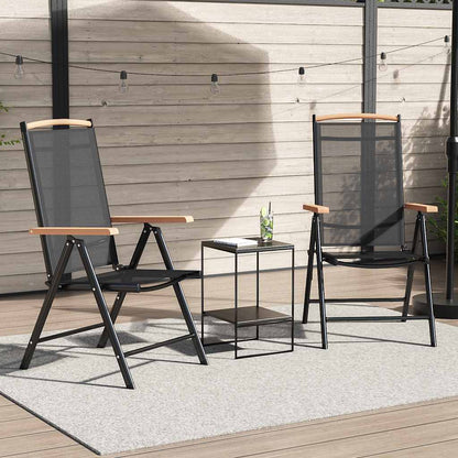 Sedie da Giardino Pieghevoli 2 pz in Alluminio e Textilene Nere