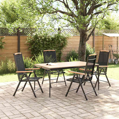Sedie da Giardino Pieghevoli 4 pz in Alluminio e Textilene Nere