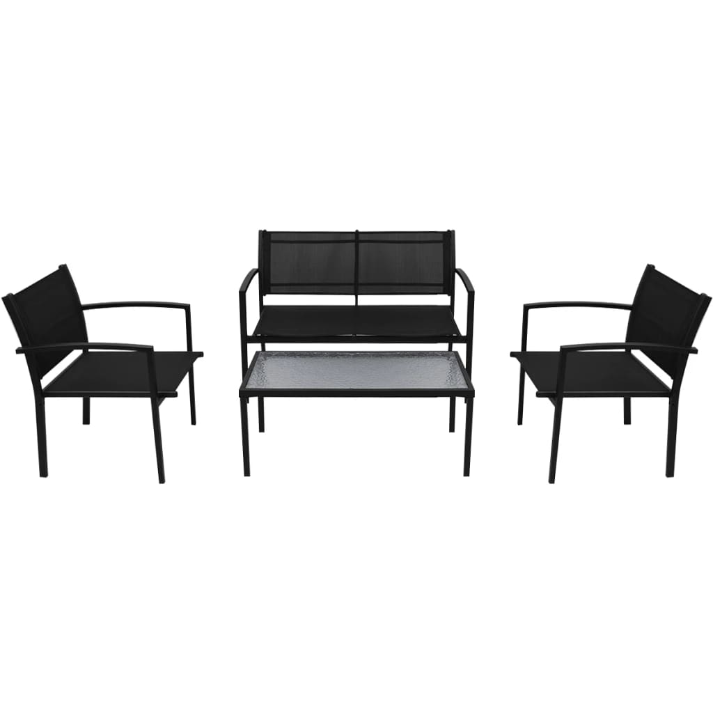Set da Pranzo da Giardino 4 pz in Textilene Nero