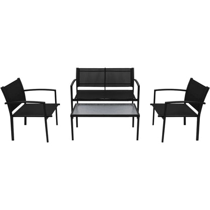 Set da Pranzo da Giardino 4 pz in Textilene Nero
